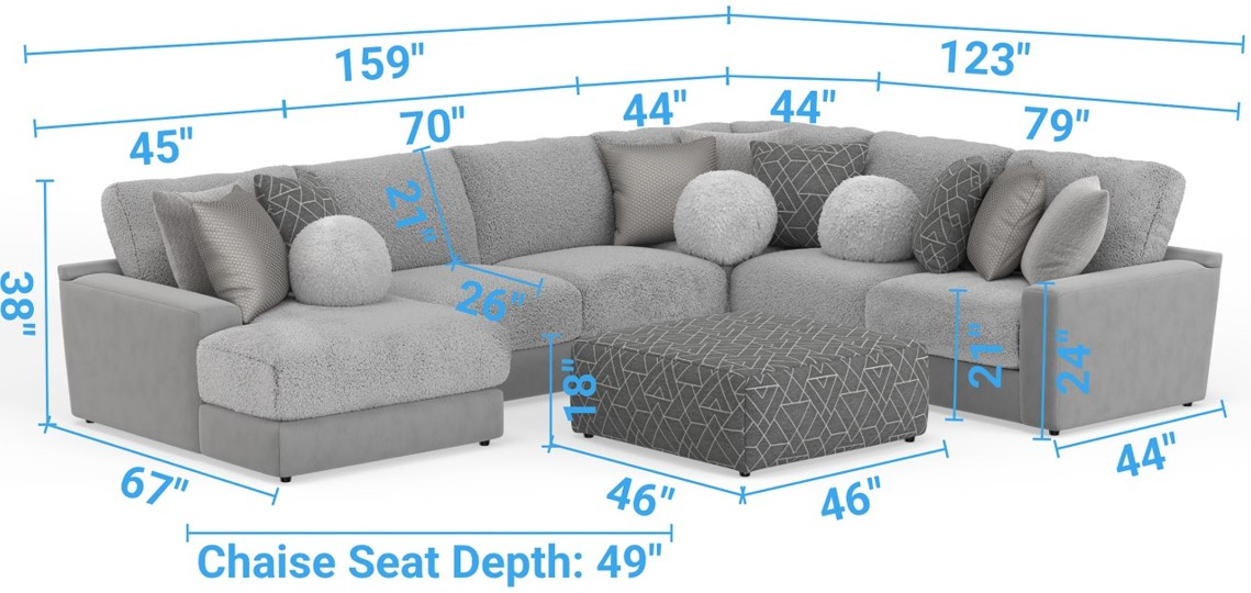 Jackson Furniture Canyon 5-Piece Gray/Platinum/Zinc Left-Arm Facing Sectional and Ottoman-3