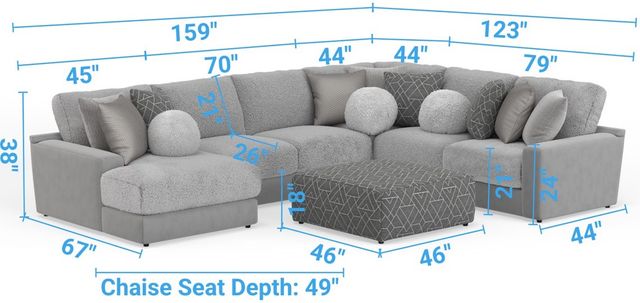 Jackson Furniture Canyon 5-Piece Gray/Platinum/Zinc Left-Arm Facing Sectional and Ottoman-2