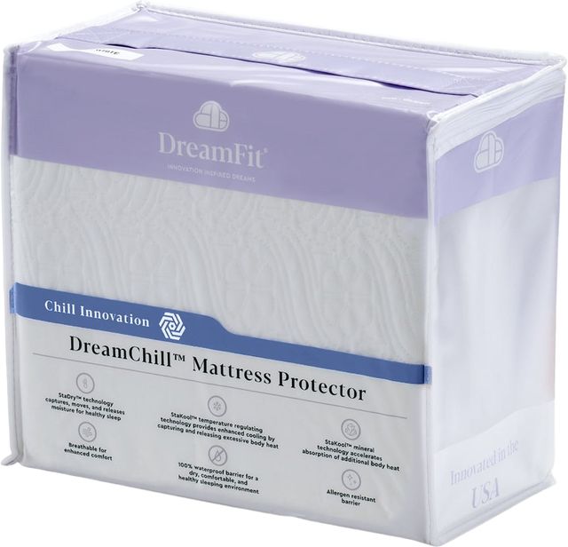 DreamFit® DreamChill™ White Split Head Queen Mattress Protector-0