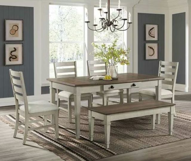 Elements International Farmington Washed Stone/White Dining Side Chair-2