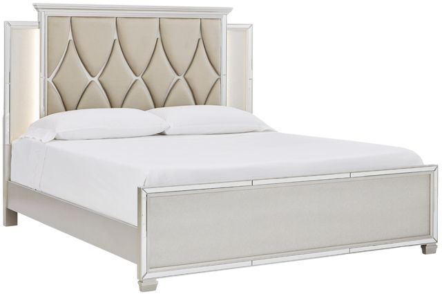 Signature Design by Ashley® Lindenfield 6-Piece Silver California King Upholstered Panel Bed Set-0