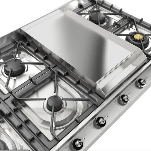 Ilve Nostalgie II 48” Stainless Steel Gas Cooktop with 8 Burners, Griddle and Chrome Trim-4