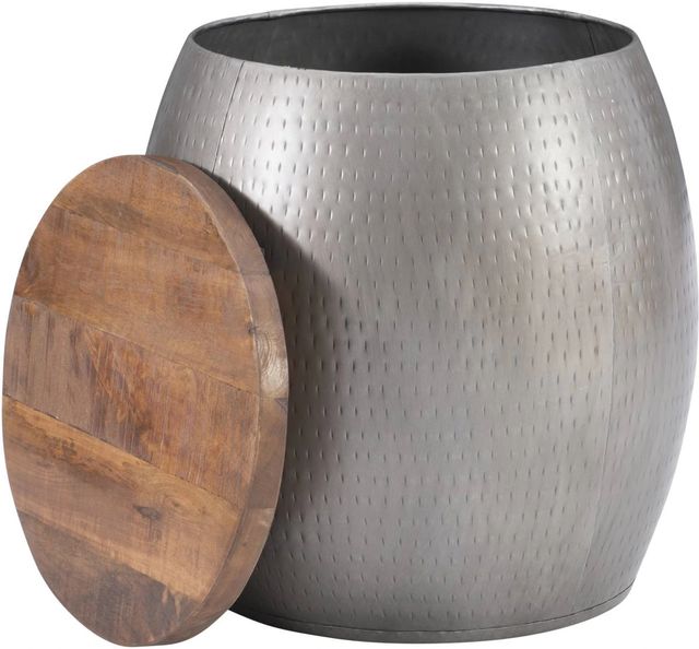 Powell® Dreyfus Silver Drum Side Table-3