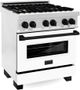 ZLINE Autograph Edition 30" Satin Stainless Steel Pro Style Dual Fuel Range with White Matte Door-1