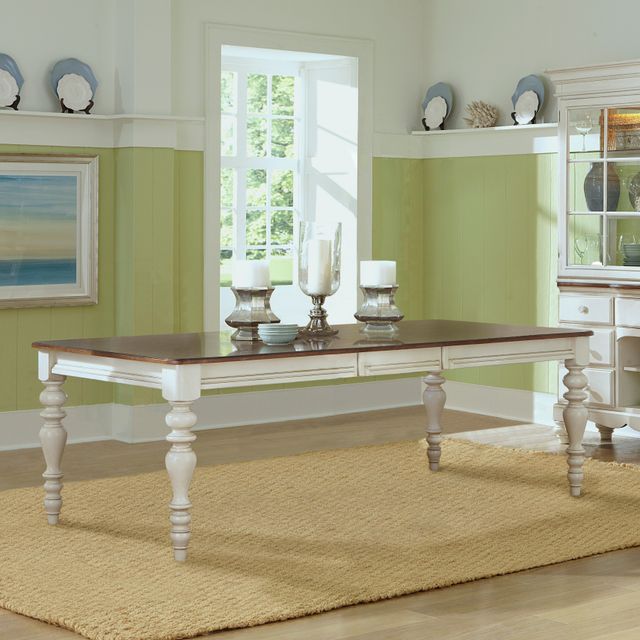 HH2 Home Pine Island Old White Extension Dining Set with Dark Pine Tabletop-4