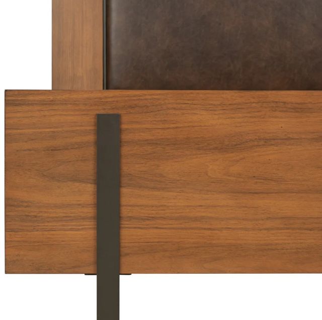 Flexsteel® Lincoln Brown/Walnut Queen Upholstered Panel Bed-4