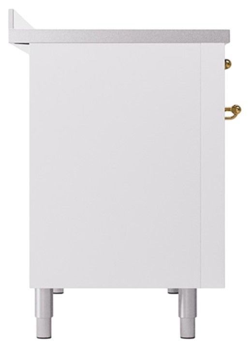 Ilve® Nostalgie II Noblesse 48'' White Pro Style Induction Range with Brass Trim-2