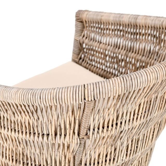 Classic Home Collins Natural/Sand Olefin/ Synthetic Rope Outdoor Dining Chair-4