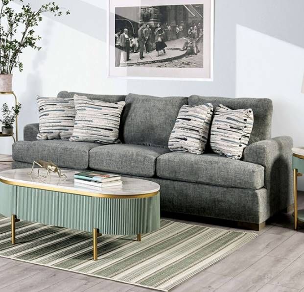 Furniture of America® Leytonstone 2-Piece Gray Living Room Sitting Set-1