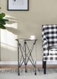 A & B Home Gilbert Glass Top Side Table with Antique Silver Base-1
