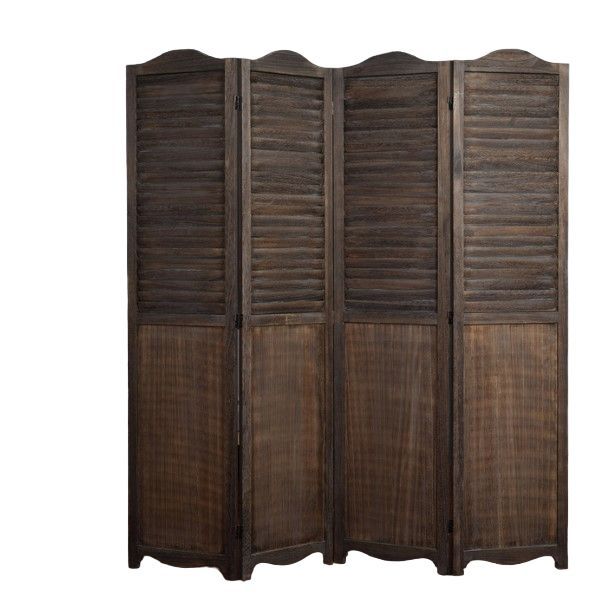 Milton Greens Stars Antique Brown 4-Panel Arc Top Room Divider-0