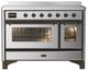 Ilve® Majestic III 48" Stainless Steel Pro Style Induction Range with Triple Glass Door and Burnished Trim-0