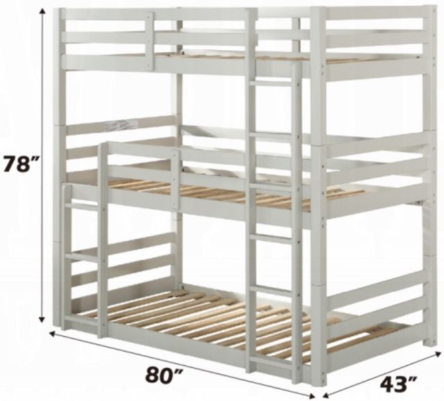 ACME Furniture Ronnie Light Gray Twin Over Twin Triple Youth Bunk Bed-2