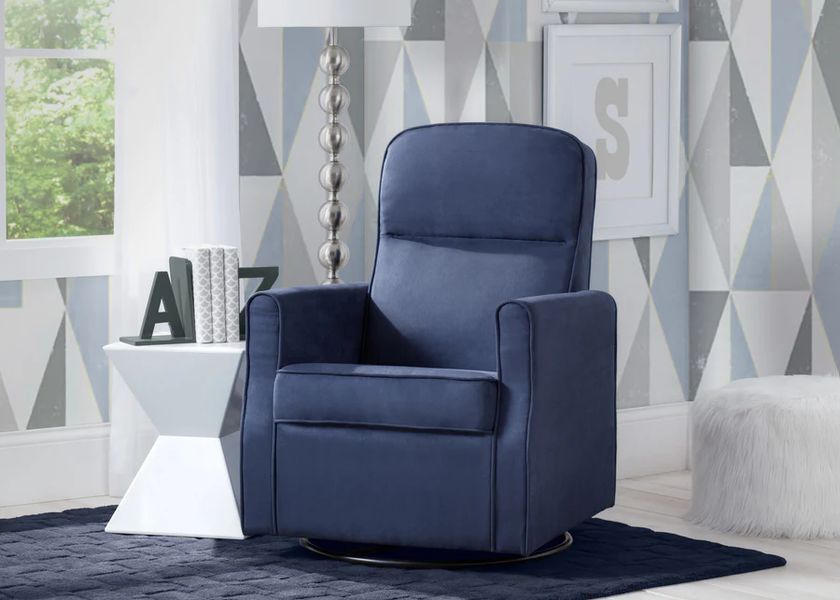 Delta Children Navy Clair Slim Nursery Glider Swivel Rocker Chair | The ...