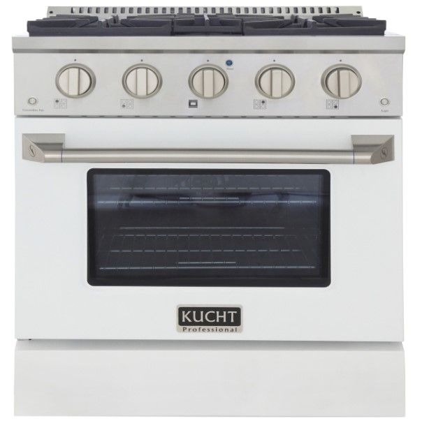 Kucht Professional KDF Series 30" Stainless Steel Pro Style Dual Fuel Range with White Door-1
