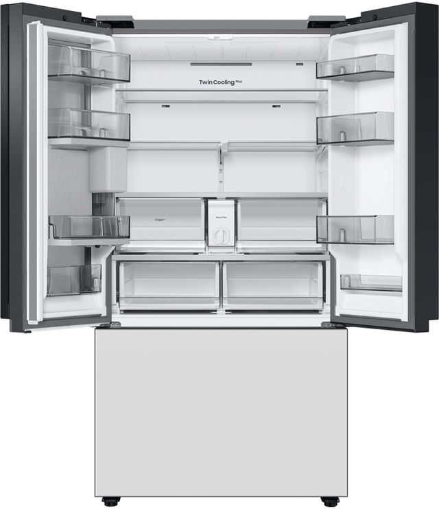 Samsung Bespoke 36" 30 Cu. Ft. White Glass 3-Door French Door Refrigerator with Beverage Center™-4