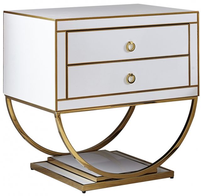 Meridian Furniture Alyssa White/Gold Side Table-0