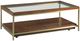 Hammary® Jenkins Glass Top Rectangular Coffee Table with Casters and Brass Metal Base-0