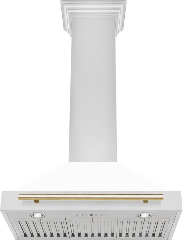 ZLINE 30" Autograph Edition White Matte Wall Mounted Range Hood-3