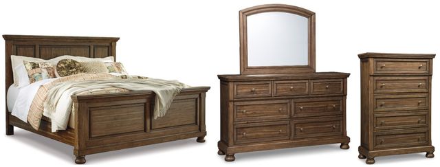 Signature Design by Ashley® Flynnter 4-Piece Medium Brown King Panel Bed Set-0
