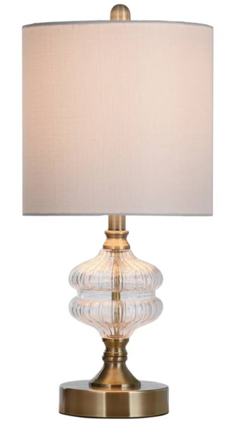 maさま⭐︎ Stylecraft Mava Clear/Satin Brass/White Table Lamp