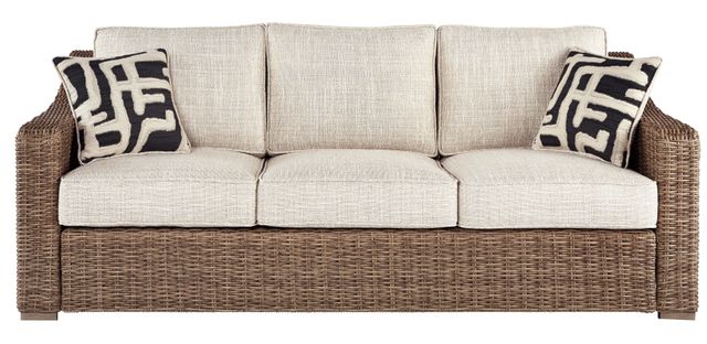 Beachcroft Outdoor Sofa with Cushion - White/Beige Beachcroft Outdoor Sofa with Cushion - White/Beige