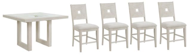 Elements International Avalanche 5-Piece Antique White Counter Dining Set-0