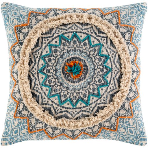 Surya Dayna Bright Blue 20"x20" Toss Pillow with Polyester Insert-0
