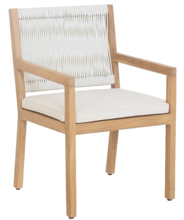 Moe's Home Collection Luce Natural Teak Outdoor Dining Chair with White Cushions-0