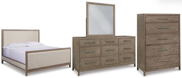Signature Design by Ashley® Chrestner 4-Piece Gray King Upholstered Panel Bed Set-0