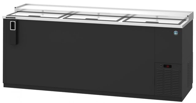 Hoshizaki Back Bar 80" 24.7 Cu. Ft. Black Vinyl Three Section Bottle Cooler with Slide Top Doors-1