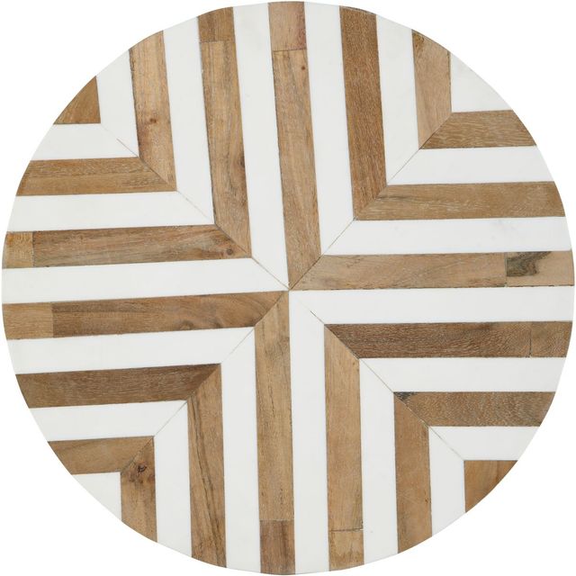 Signature Design by Ashley® Cartley Light Brown Accent Table with Champagne Base-1