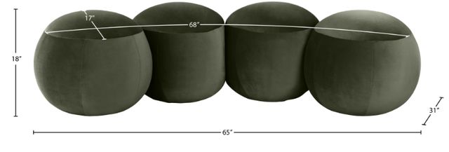 Meridian Furniture Apollo Green 65" Velvet Upholstered Bench-4