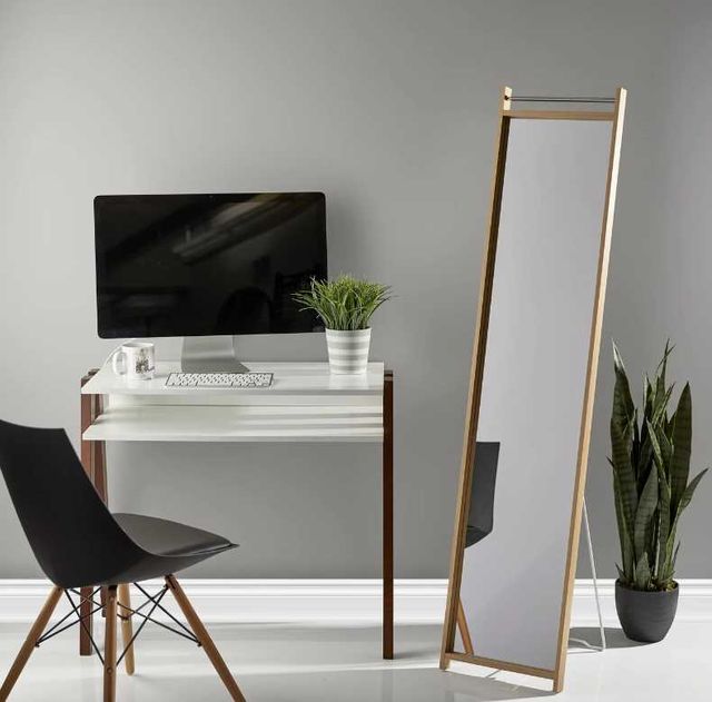 Adesso® Abigail Chrome/Natural Floor Mirror-4