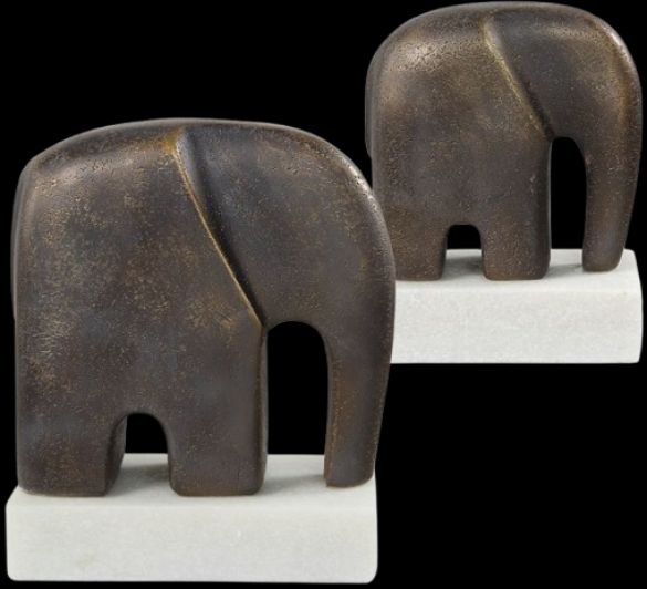 Uttermost® Timeless Tusk 2-Piece Antique Bronze/White Sculpture Set-0