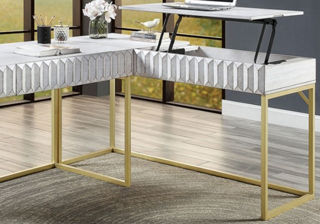 Furniture of America® Freiburg Antique White Corner Desk-2