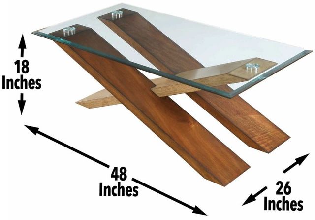 Steve Silver Co. Tasha Glass Top Cocktail Table with Deep Cherry and Natural Base-2