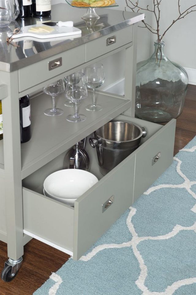 Linon Sydney Gray Kitchen Cart-2