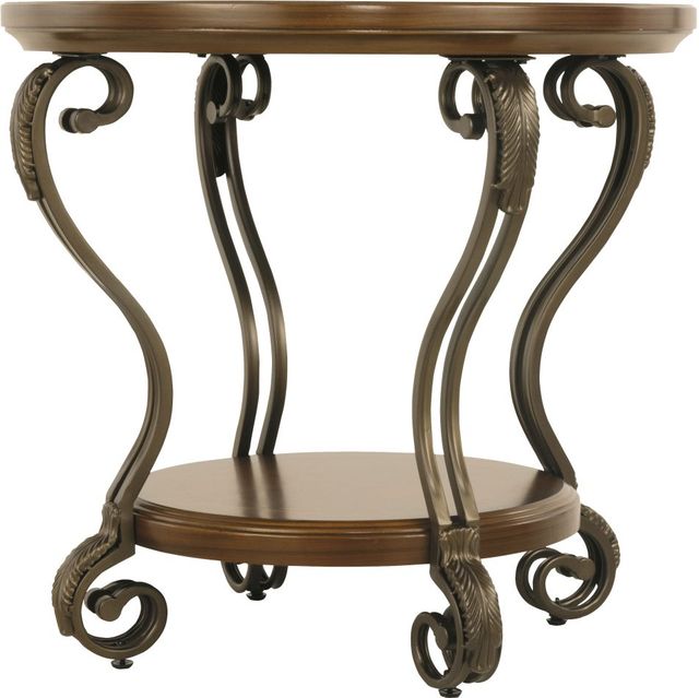 Signature Design by Ashley® Nestor Medium Brown Round End Table-0