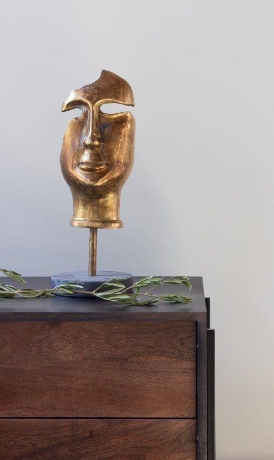 Moe's Home Collection Golden Mask On Stand Statue-3