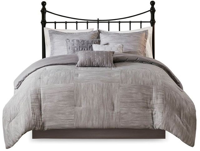 Olliix by Madison Park 7 Piece Grey King Walter Printed Seersucker Comforter Set-0