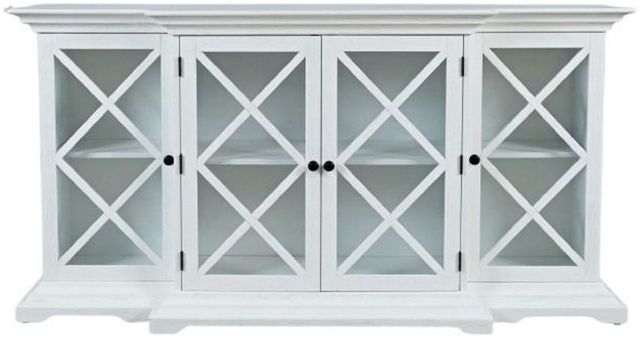 Jofran Inc. Carrington Brushed White Large Breakfront Cabinet-1