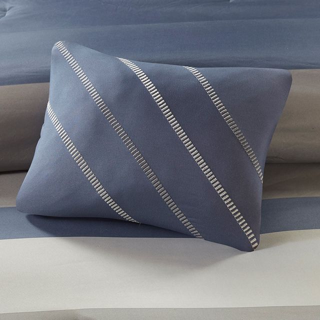Olliix by Intelligent Design Marsden Blue and Grey Queen Complete Bed and Sheets Set-2