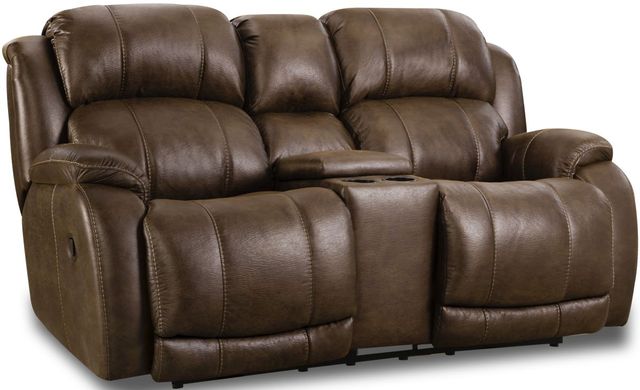HomeStretch Brown Power Reclining Loveseat with Console-0