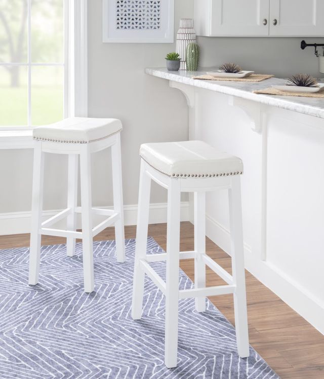 Linon Claridge White Bar Stool-1