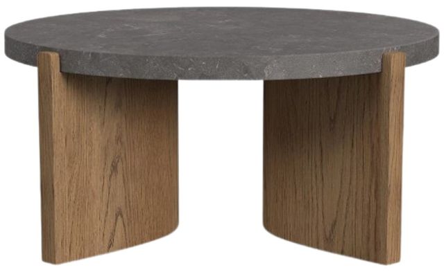 Flexsteel® Eclipse Gray Round Coffee Table with Brown Base-3