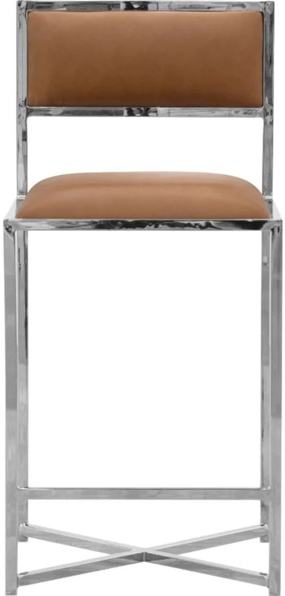 Modus Furniture Amalfi Cognac X-Base Counter Stool with Chrome Base-2