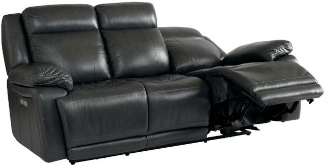 Bassett® Furniture Club Level Evo Graphite Leather Power Reclining Sofa-2