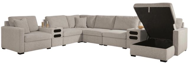 Benchcraft® ModMax Luxe 8-Piece Flint Right-Arm Facing Sectional and Storage Chaise with Audio Consoles-0