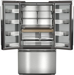 KitchenAid 36 24.3 Cu. Ft. PrintShield Stainless Steel Counter Depth French Door Refrigerator with Interior Dispense KitchenAid 36 24.3 Cu. Ft. PrintShield Stainless Steel Counter Depth French Door Refrigerator with Interior Dispense